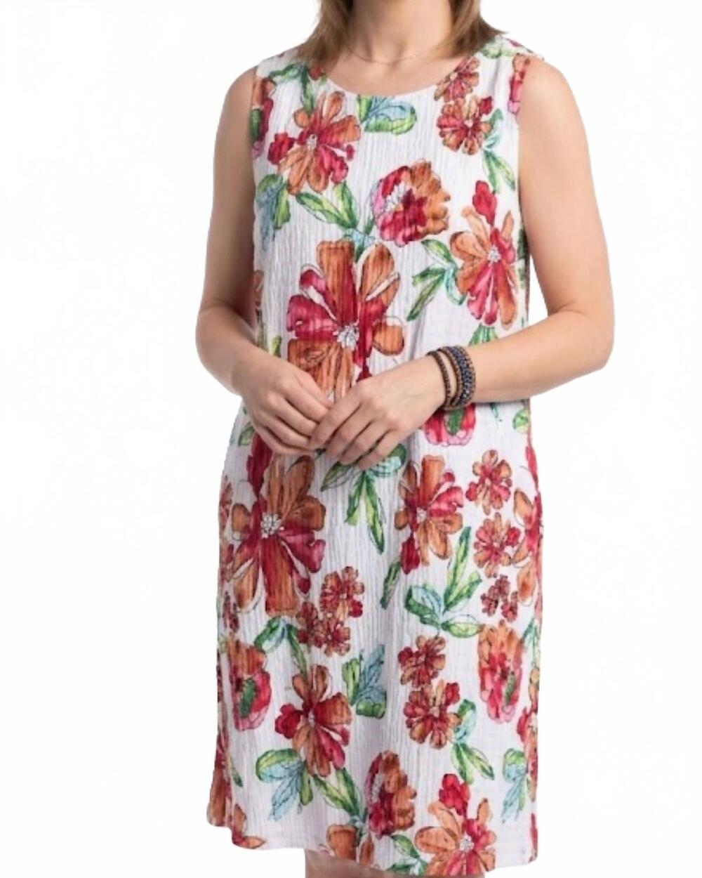 NEW SHANA APPAREL karen floral dress in white multi